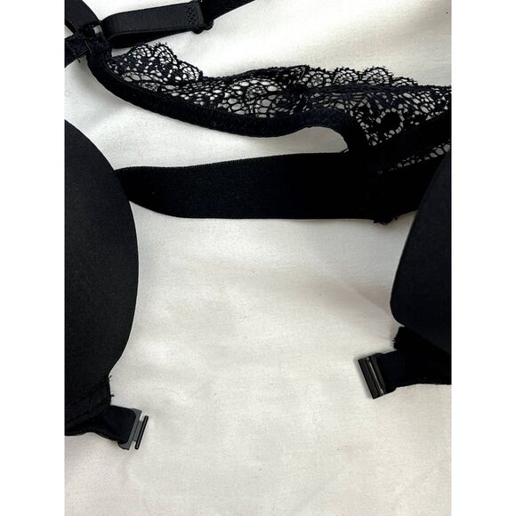 XOXO Black Push Up Bra Classic Size 36B Lace Back Sexy Lingerie Front Clasp - Picture 8 of 10